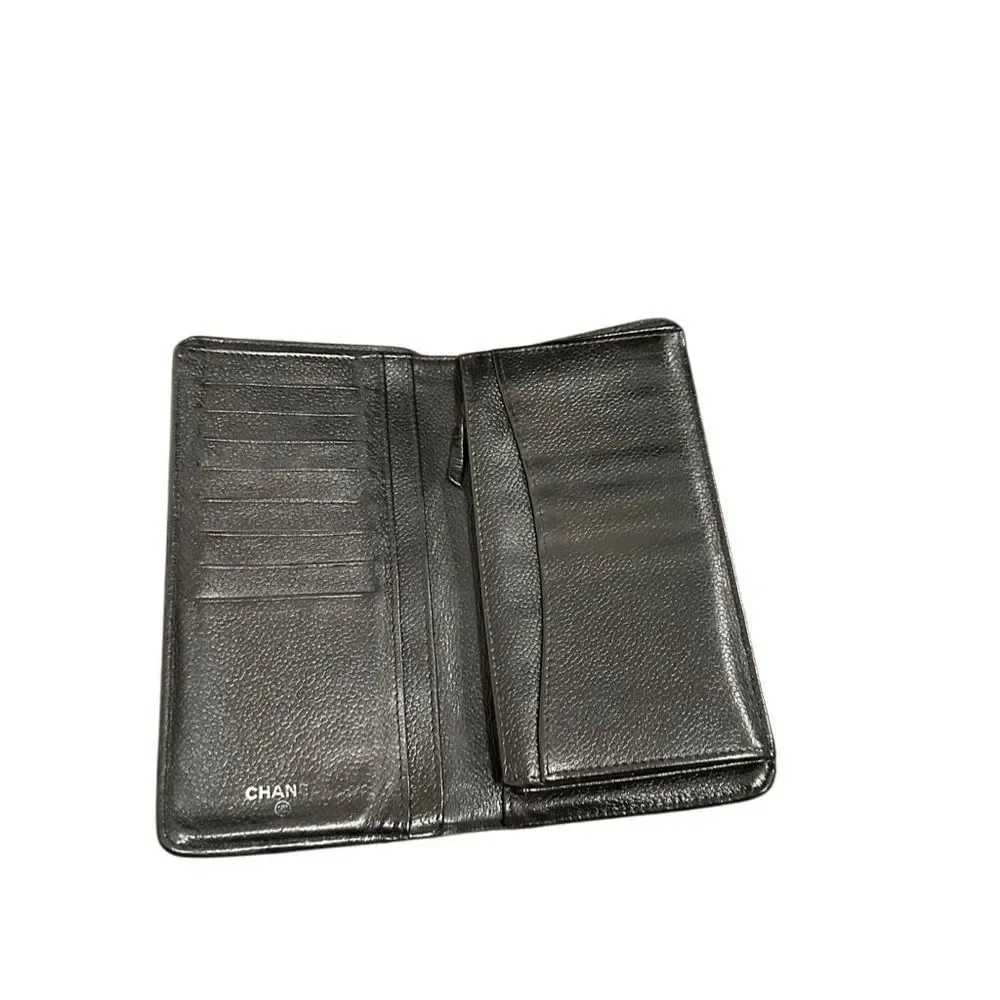 Chanel quilted black leather wallet